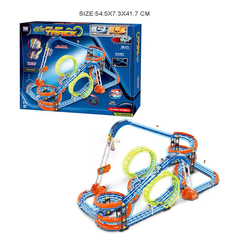 Cross-border New Products Children's Railcar Combination suit Multi-loop Swing Track Anti-gravity roller coaster pull-back toy