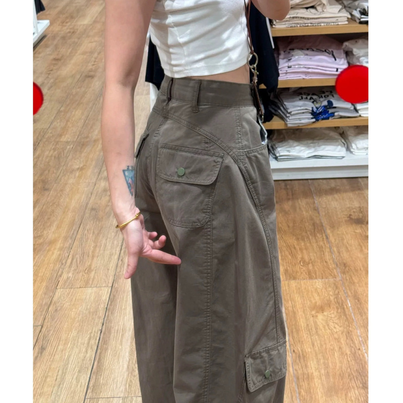 American-Style Wide-Leg Cargo Pants for Women, 2025 Autumn New High-Waisted Design, Slimming, Loose, Casual Versatile Scimitar Pants
