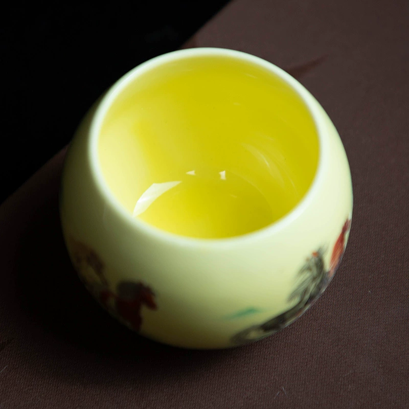 Egg Cup (Ba Jun) White Porcelain Master Teacup, 160 ml, Hand-painted Pattern
