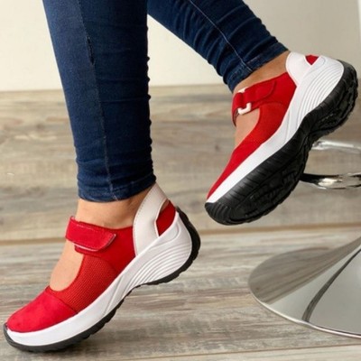 米莱尔2021跨境外贸新款欧美春季圆头休闲魔术贴纯色低帮大码女鞋|ms