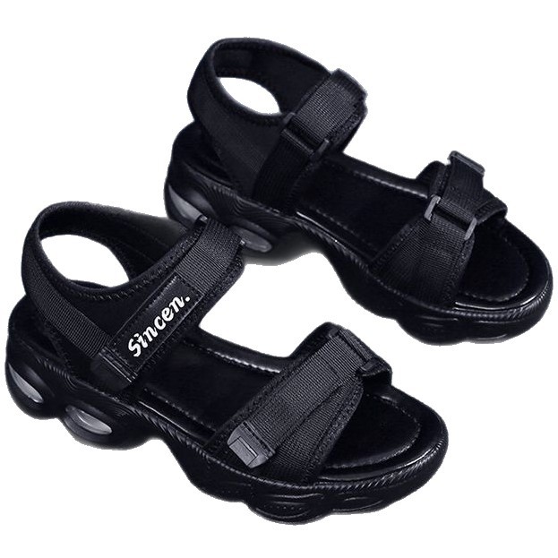 Sandallas deportivas de doble estrella de moda de verano para mujeres con almohadilla de aire con suela suave y cómoda, zapatos de playa de velcro con dedos abiertos