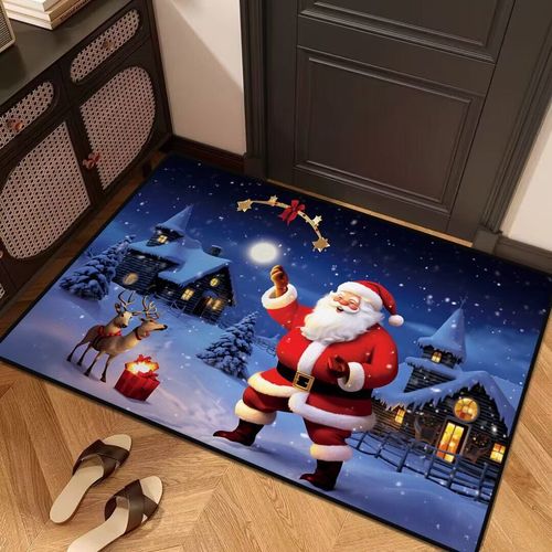 Cross-border Christmas crystal velvet entry mat household front door anti-slip absorbent foot mat durable mat