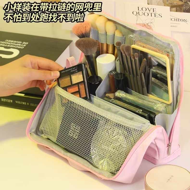 可立式新款高级化妆刷包女大容量便携式挂行李箱旅行外出手提分区|undefined
