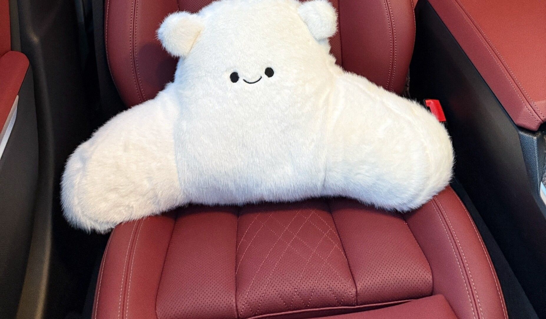 Cute Smiling Face Headrest and Lumbar Support Set Car Cushion Car Headrest Pillow Plush Cartoon Headrest Pillow