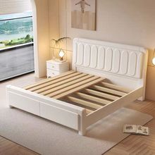 全实木床主卧床双人1.8x2米床1.5米家用小户型1.35米白色储物婚床