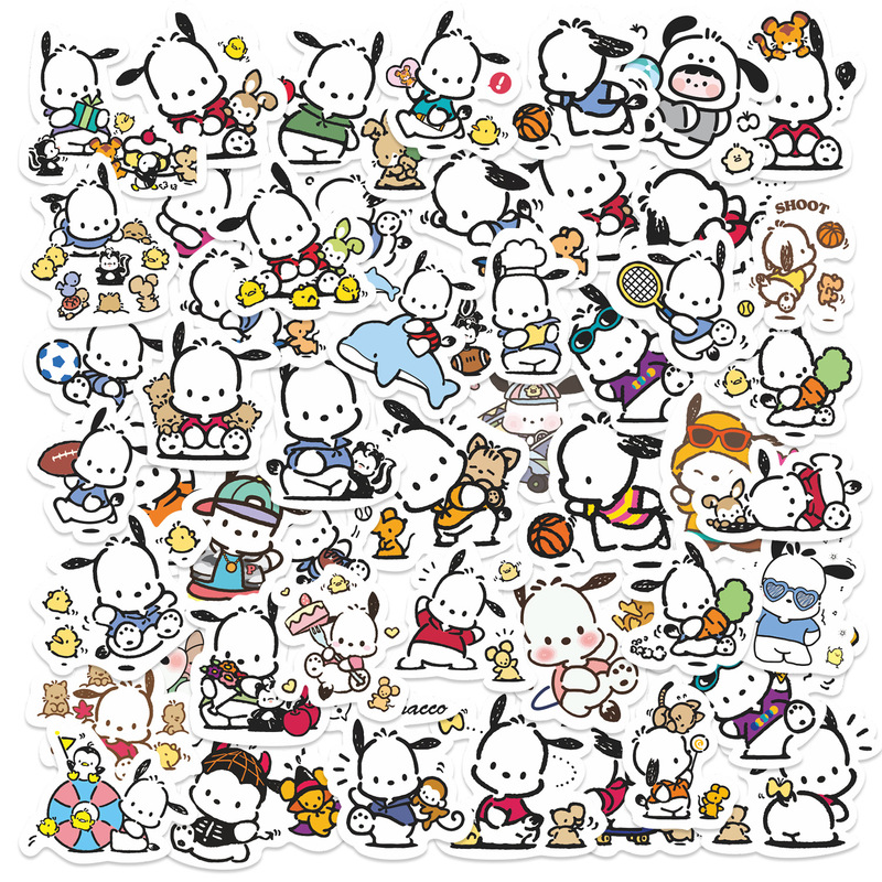 50 Pieces of Sanrio Pacha Dog Graffiti Stickers Computer Notebook Helmet Electric Vehicle Bicycle Waterproof Stickers