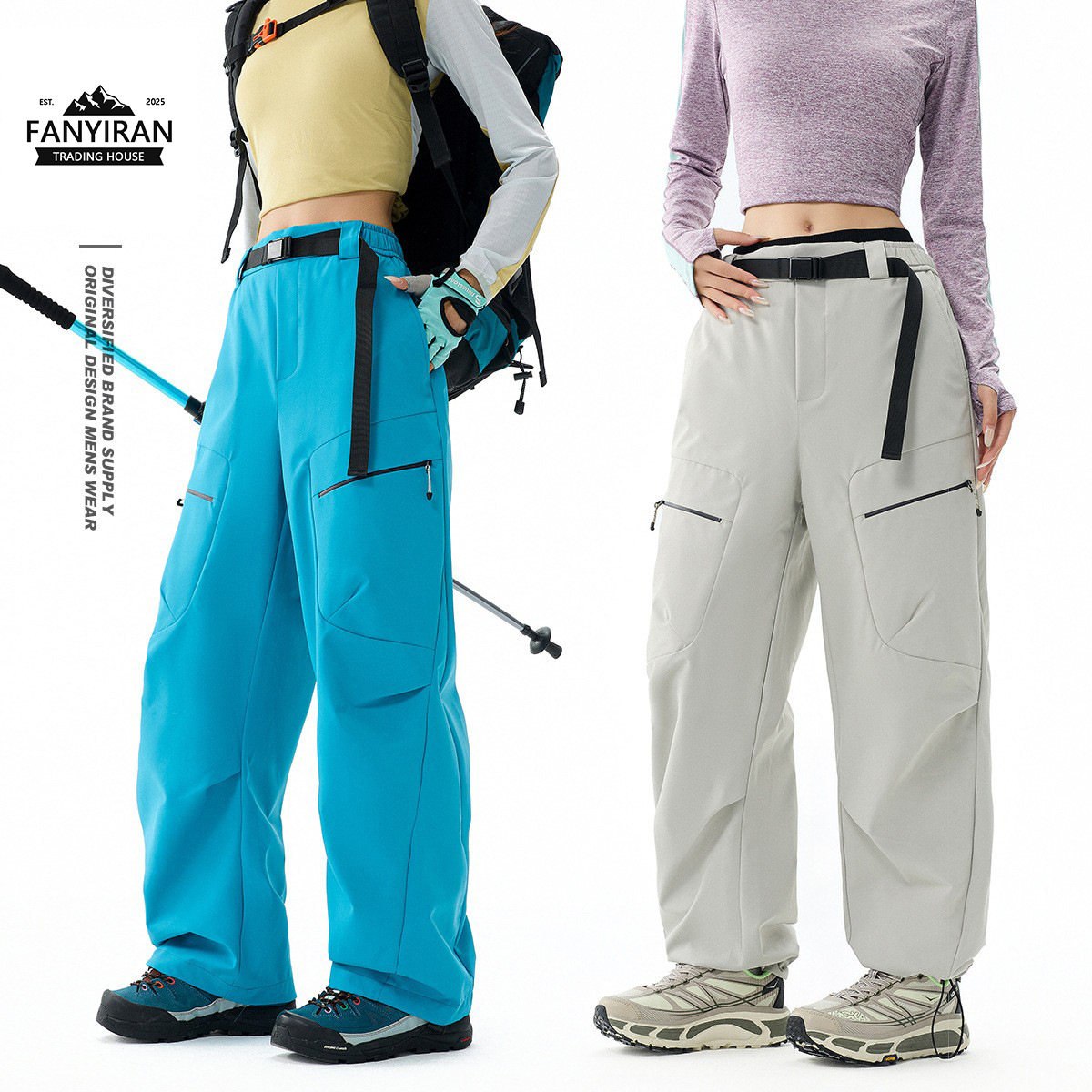 Climbing winter travel waterproof keep warm ski trousers with down…