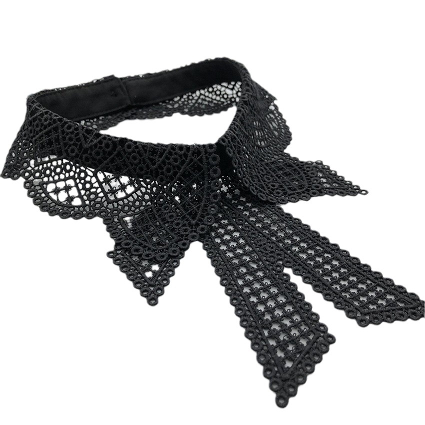 1 unidades negro blanco soluble en agua bordado hueco más arco falso collar vacaciones casual moda todo-fósforo decoración solo collar femenino