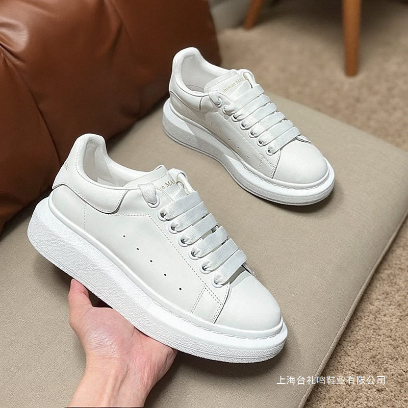 [High Version] White Shoes for Women 2025 New Popular Style Genuine Leather Thick-Soled Platform Sports Sneakers Trendy