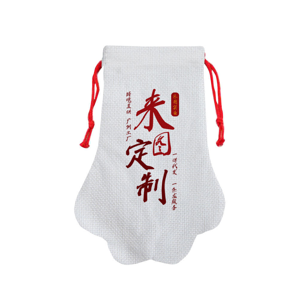 300 gramos de algodón personalizado garra de perro bolsillo de cuerda de dibujo bolsas de caramelo de decoración de Navidad colgante xqds0082a