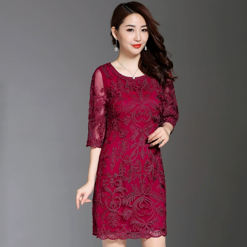Шэньчжэнь высокого класса свадебное платье мамы Благородный плюс размер Тяжелая вышивка среднего возраста и пожилых платье цельная доставка