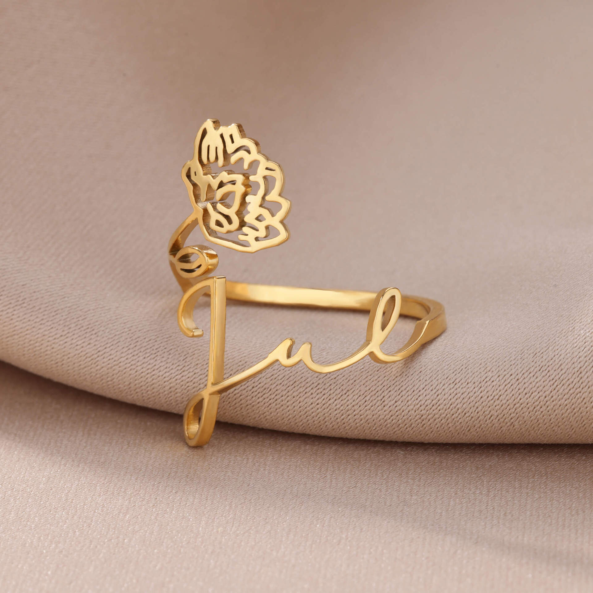 Joyería Al Por Mayor Estilo Vintage Estilo Clásico Flor Acero Inoxidable 304 Enchapado Anillos Abiertos display picture 27