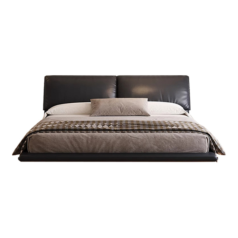 Cama flotante de cuero con orejas de elefante, cama principal minimalista italiana, cama doble blanda negra de 2*2,2 m, nuevo