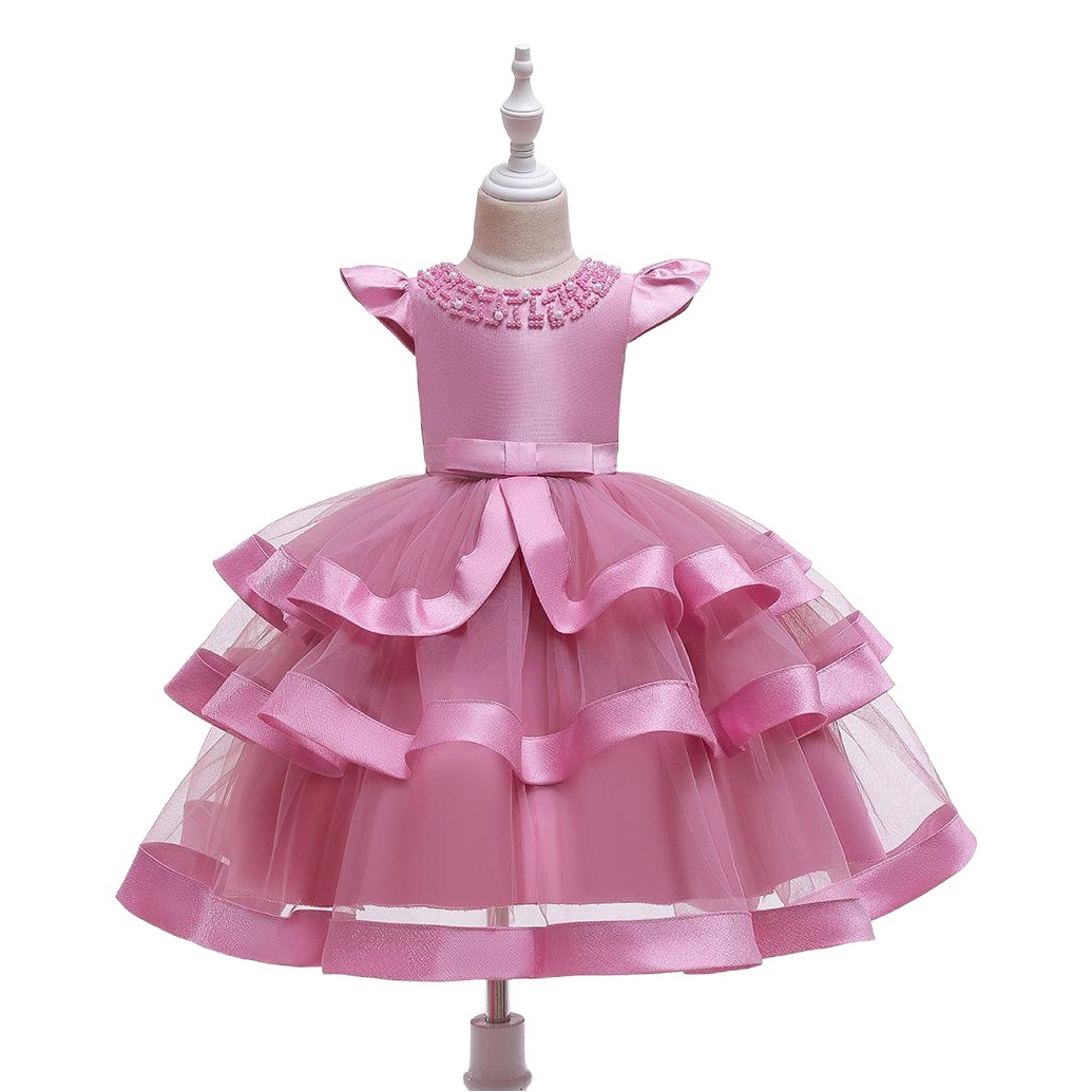 Vestido de rendimiento con cuentas para niños europeos y americanos falda niña multi-capa pettiskirt vestido de navidad niños Navidad