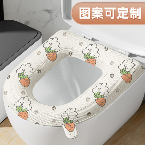 Household printed eva toilet mat, universal waterproof toilet mat for all seasons, cartoon adhesive washable toilet seat cushion
