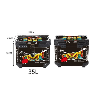 Alloy Tail Box, Universal Large-Capacity: Motorcycle trunk - 35l-stainless-steel-alloy-lock-stickers-lion-king-axing