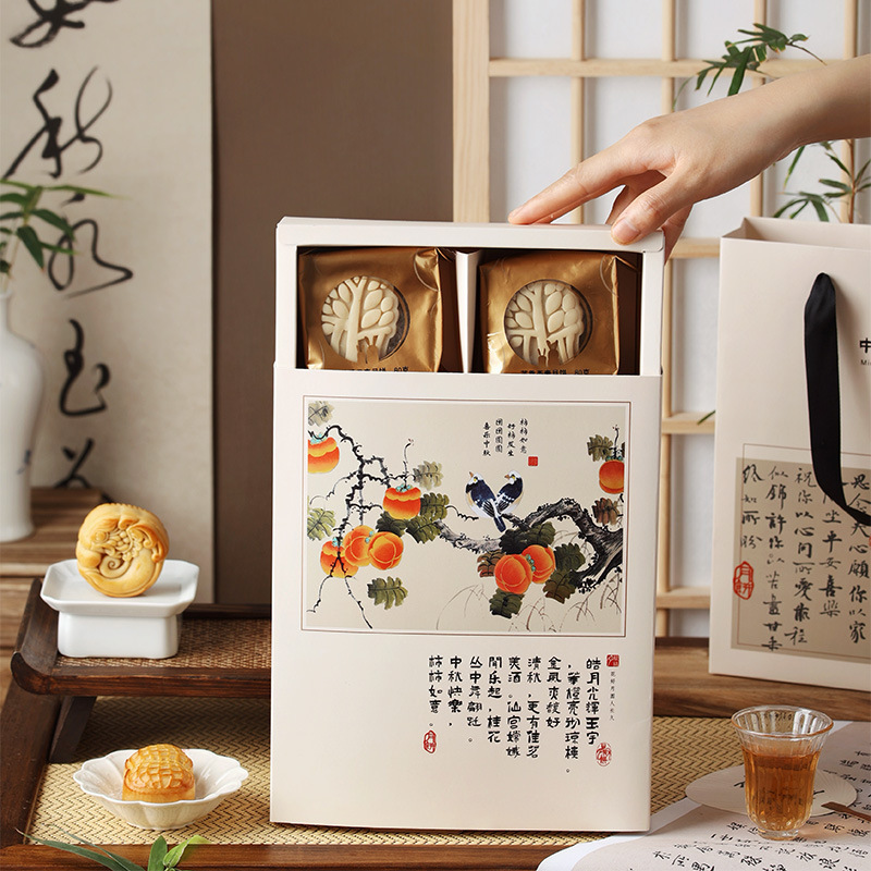 新しいベーキングギフトボックス 6 パックデザートスーツケース中国風スノーフレークペストリー卵黄ペストリービスケットベーキング包装ボックス|undefined