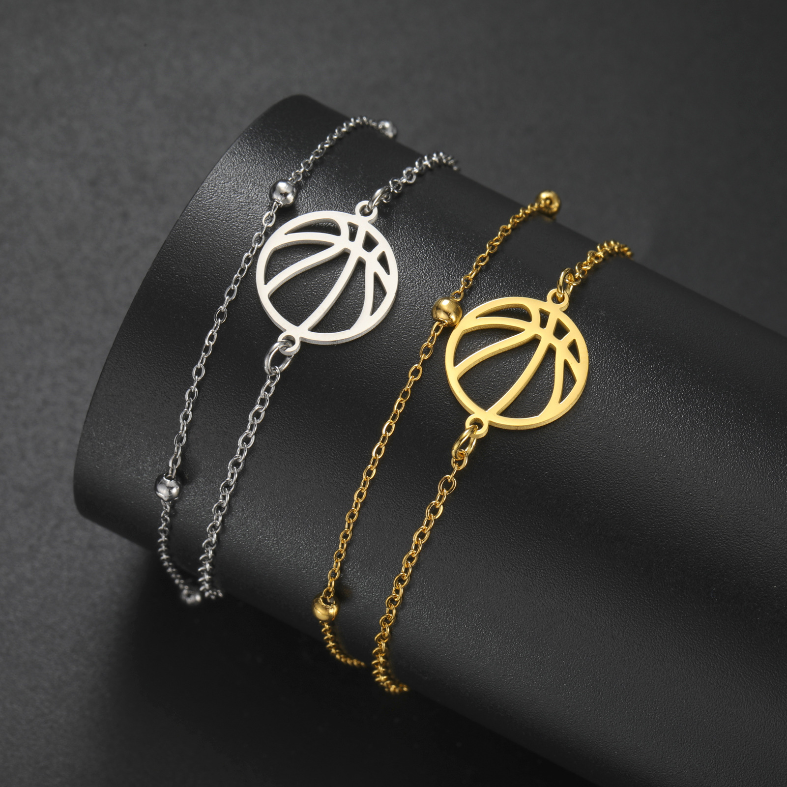 10g Weight Simple Style Basketball 304 Stainless Steel Bracelets In Bulk