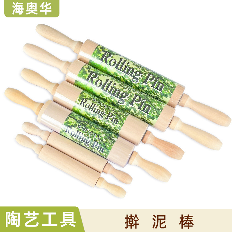 Pottery Tools Mud Rolling Stick Pottery Mud Porcelain Plate Forming Rolling Pin Large and Medium small size Roller Rolling Stick Handmade Solid Wood Stick