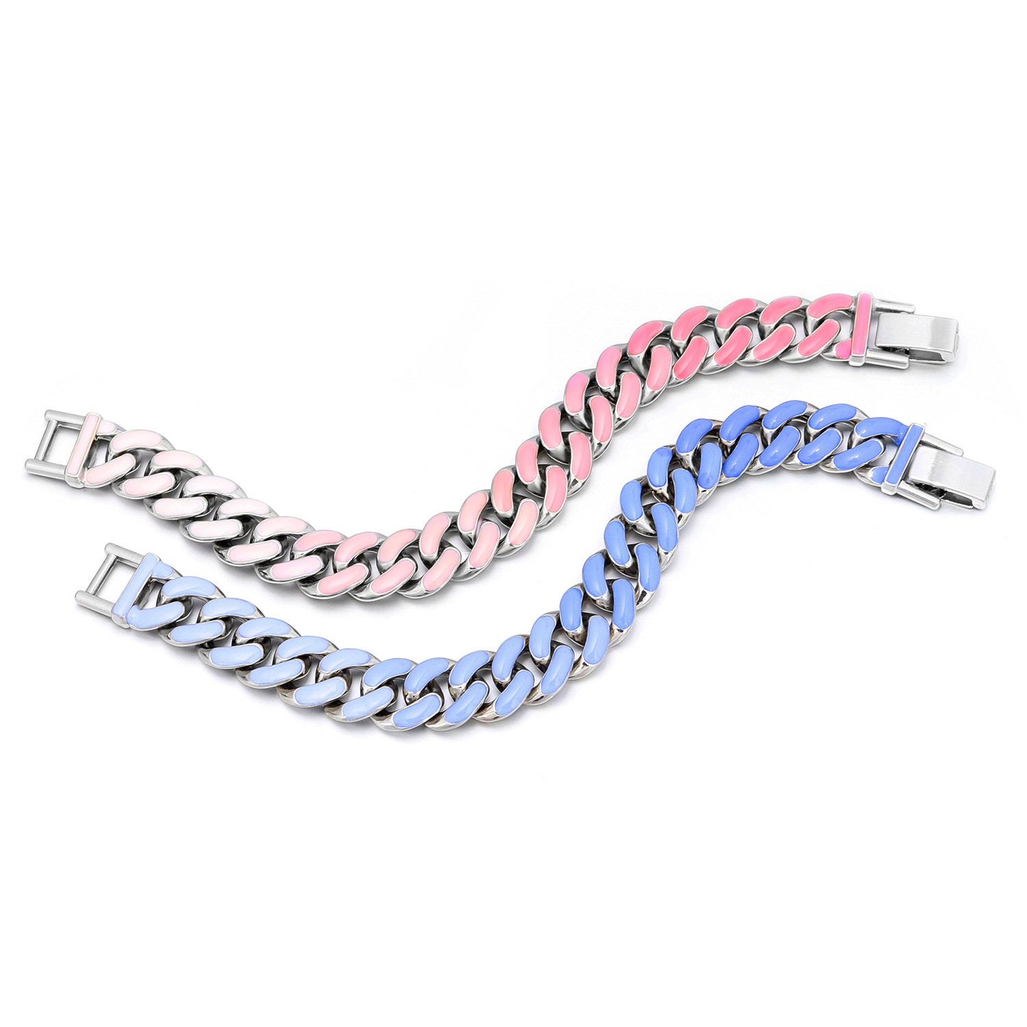 Pulseira de elo cubano masculina em aço inoxidável_voghion.com