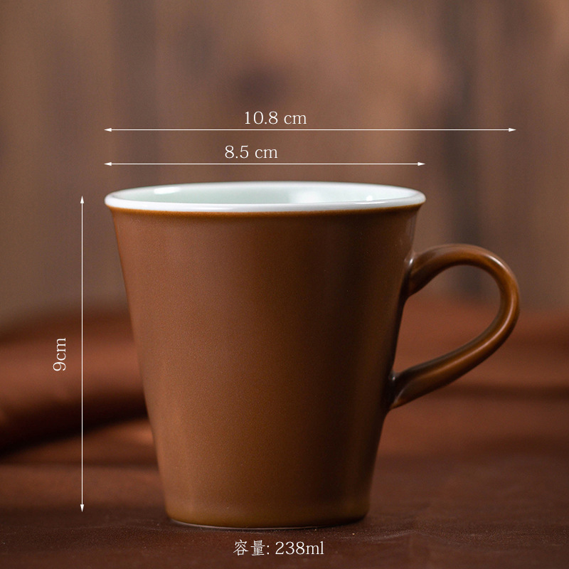 レトロな陶磁器のコーヒーカップの創意的な窯は耳のマグカップのシンプルな家庭用カップの事務カップの粗い陶器の濃縮のコップがあります。|undefined
