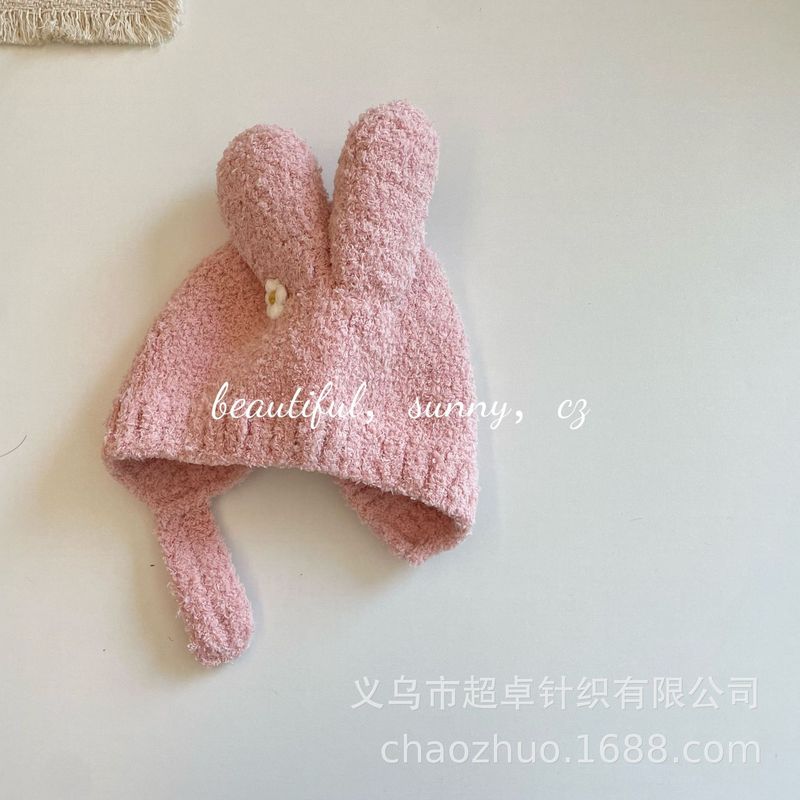 宝宝冬帽婴童款可爱撞色长耳朵护耳包头帽子儿童毛线帽|undefined
