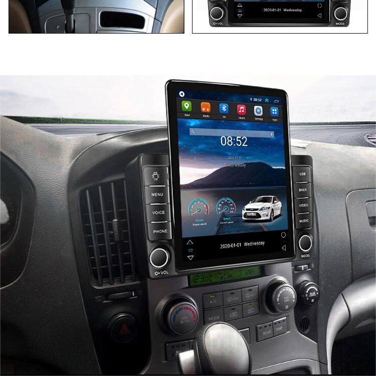 跨境供应批发H1手动空调款竖屏车载安卓导航仪 无线carplay石碑机