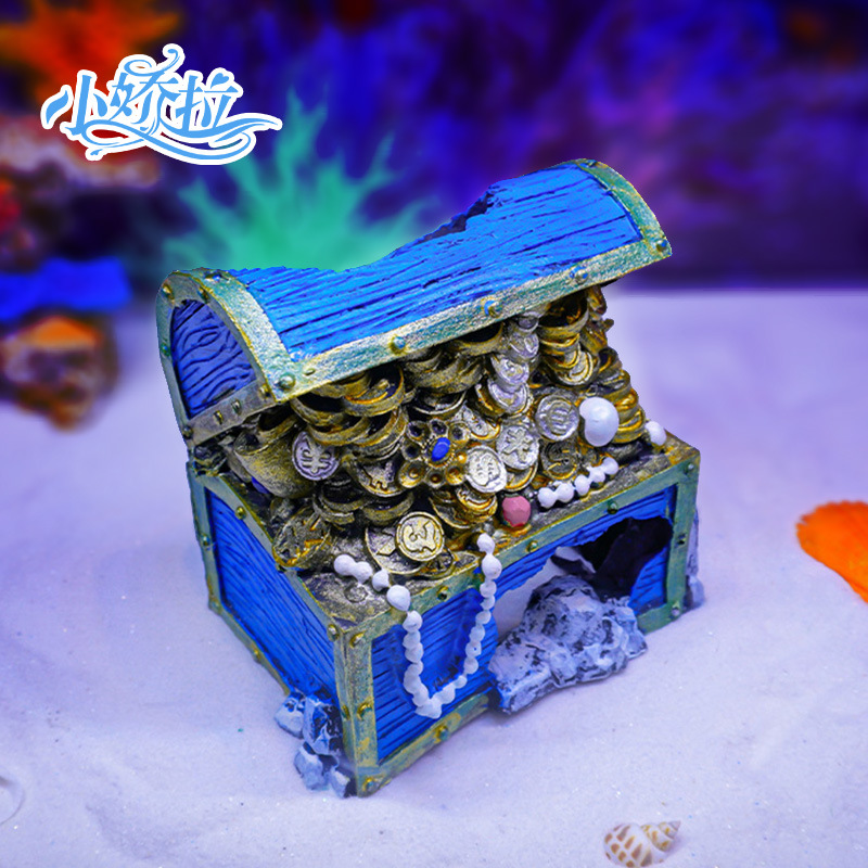 Decoración Popular para el Fondo del Acuario, Cofre del Tesoro de la Rana Cazadora de Tesoros, Adorno de Paisajismo para Acuarios, Nuevo Cofre del Tesoro de Coral