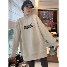 品牌外贸～剪标专柜欧货字母加绒加厚长袖卫衣女半高领中长款上衣