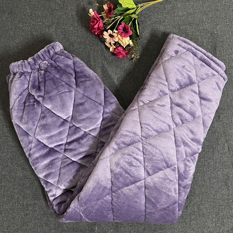 가을 겨울 3겹 두꺼운 산호털 퀼팅 남녀용 파자마 플러스 코튼 플란넬 홈 팬츠 캐주얼 대형 코튼 팬츠