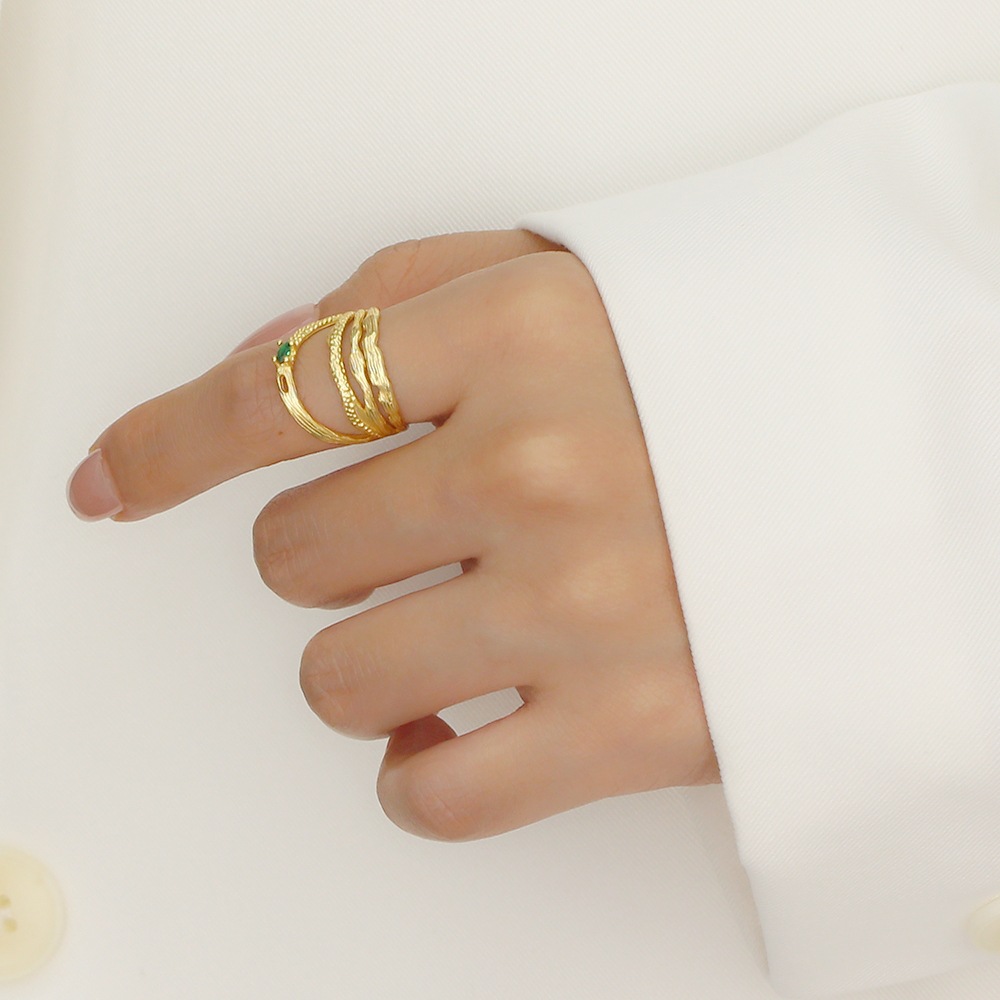 Fashion Geometric Silver Rings Inlay Gem 925 Silver Rings