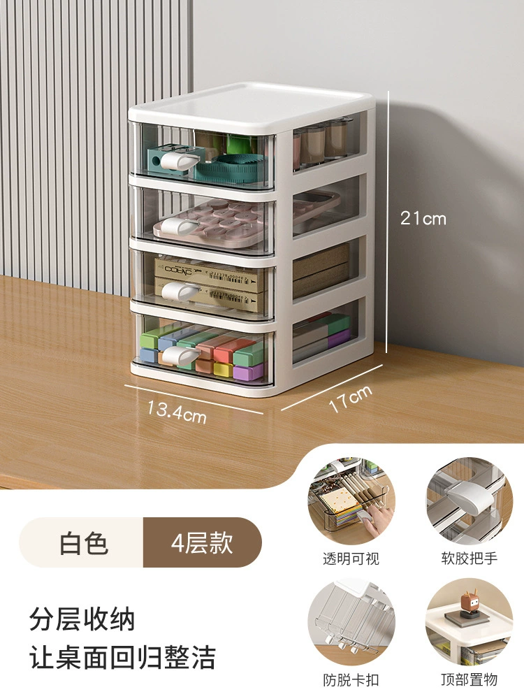Desktop storage box office Student dormitory stationery cosmetics debris storage transparent multi -layer dustproof rack