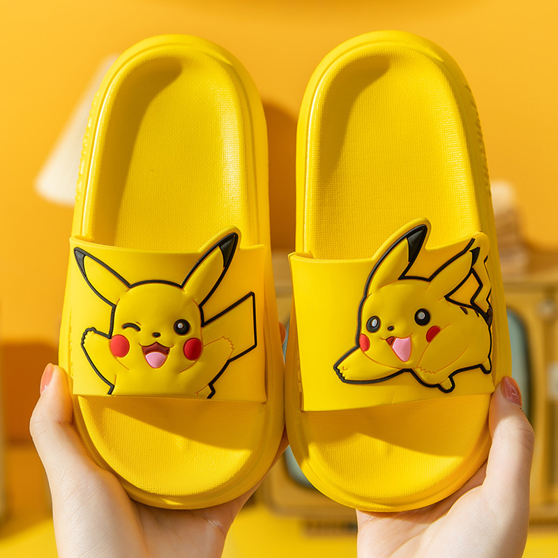 Baokemeng Summer Cartoon Pikachu Children's Slippers Men's and Women's Parent-Child Shoes Slip-on Sandals Non-Slip Casual Wholesale