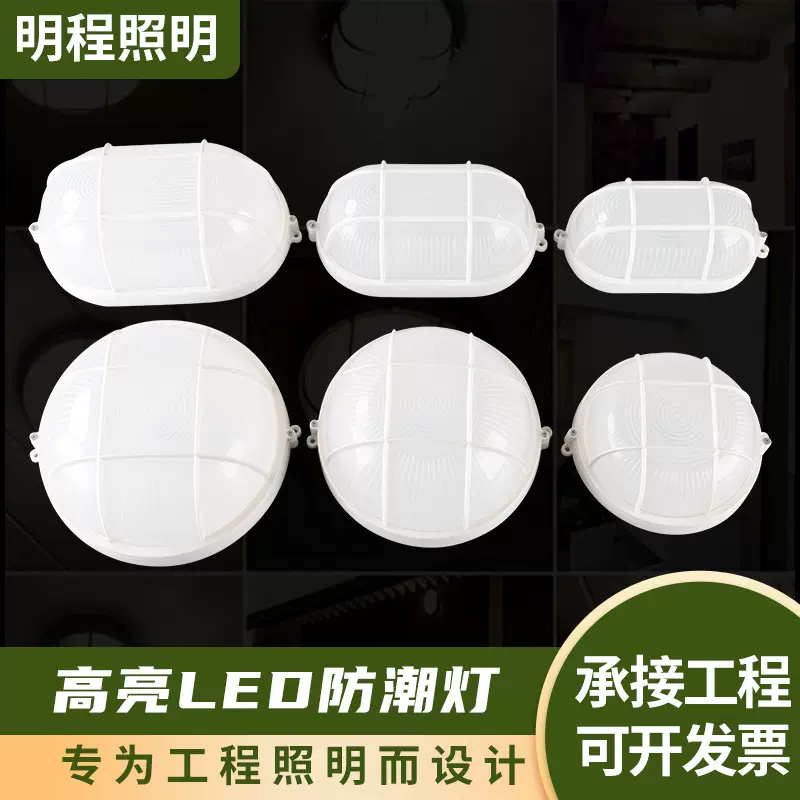 LED防潮灯走廊电梯井道灯地下室防爆壁灯 圆形椭圆形全塑三防灯