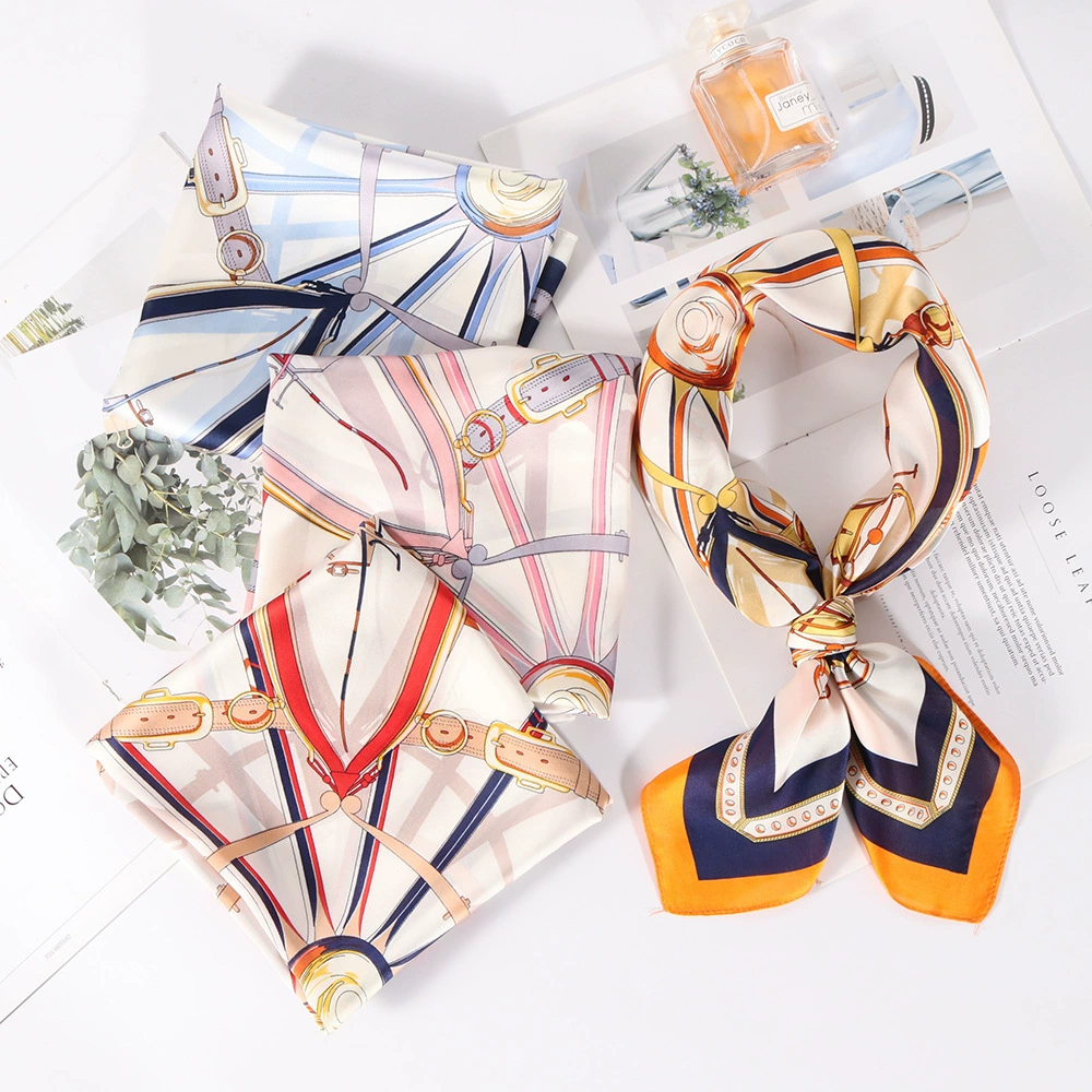 Весенний новый шарф из искусственного шелка, Женский 70 см, Модный маленький квадратный шарф с принтом, европейский и американский Повседневный Шарф, шарф, украшение