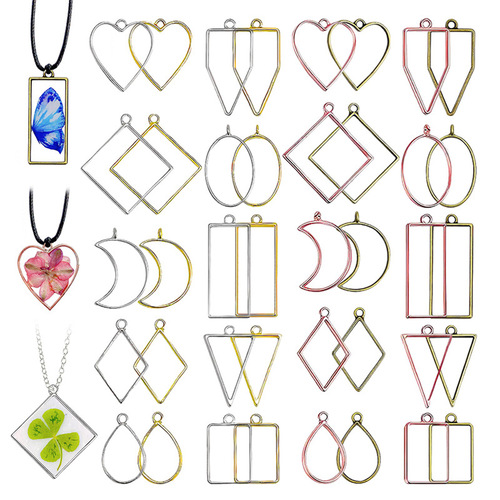 Jewelry accessories DIY alloy jewelry glue mold mixed simple geometric pattern metal hollow bottom frame