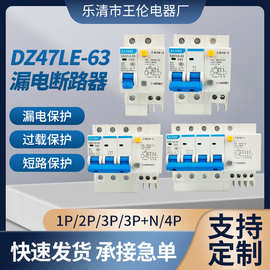 DZ47LE-63/1P/2P/3P/4P漏电断路器6A~63A漏电开关小型漏电断路器