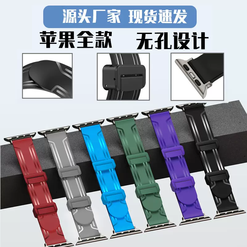 适用苹果手表带iwatch金属无孔表带apple watch678/SE三星华为TPU