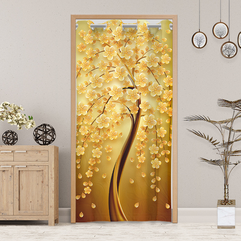 Punch-free Door Curtain Partition Curtain Wind-shielding Fabric Bedroom Household Cloth Curtain Toilet Fitting Room Kitchen Bathroom