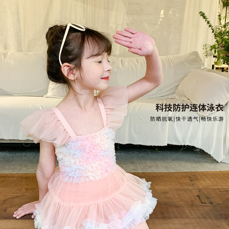 2026 nuevo verano sin mangas trajes de baño de niñas vestido de princesa lindo bebé trajes de baño de verano