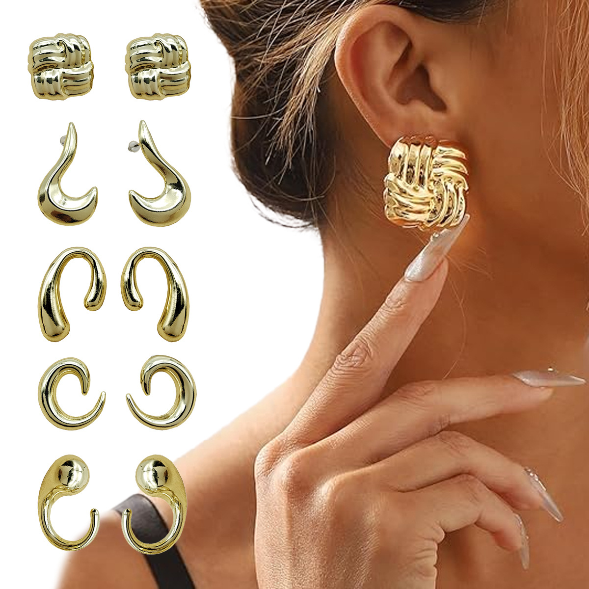 Pendientes de moda europeos y americanos Pendientes calientes Pendientes chapados en oro de lujo ligero Pendientes brillantes que no se desvanece Bola de oreja dorada transfronteriza image 1