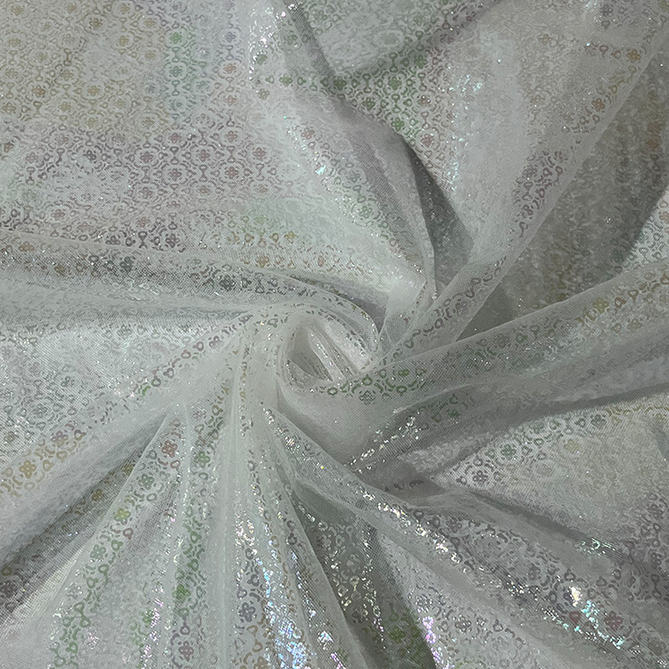 2025 nuevo gaza de malla gaza de malla flor estampado tela de color fantasma primavera y verano vestido de boda tela de niña