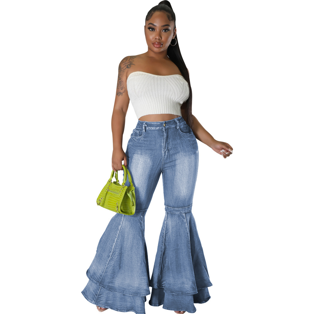 Femmes Du Quotidien Style Simple Couleur Unie Toute La Longueur Déchiré Pantalon Évasé Jeans display picture 12