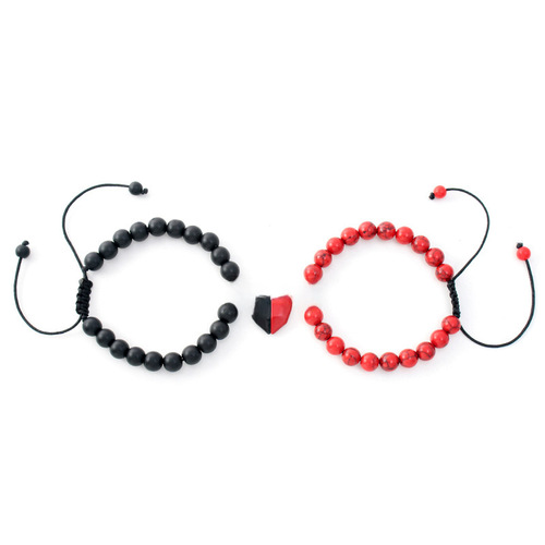 Cross-border new white turquoise heart-shaped magnet couple's beads bracelet set for men and women wholesale jewelry