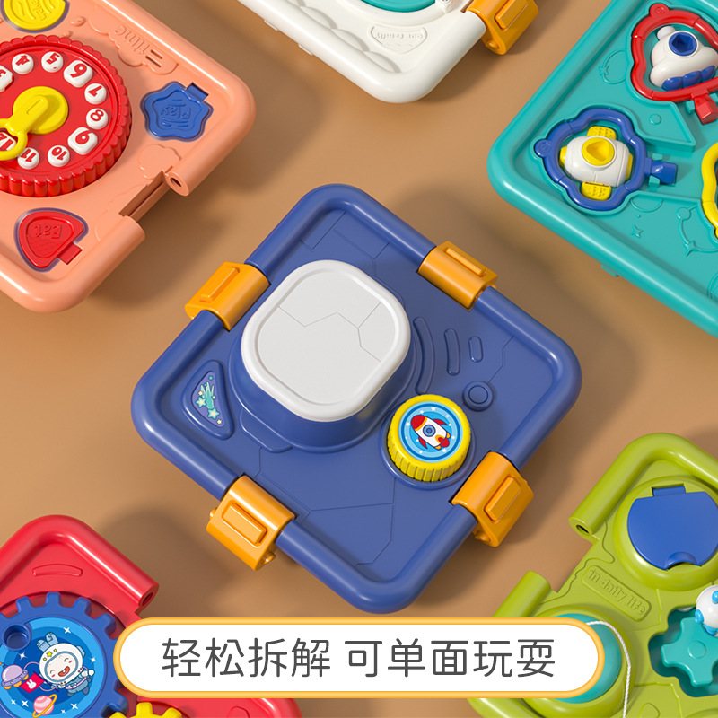Montessori educación temprana juguetes educativos hexaedro ocupado Bola de simulación infantil dibujos animados sonido y luz música juguetes para bebés transfronterizos