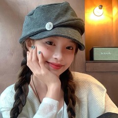 『升级款』日系复古文艺金属标云朵贝雷帽子女川西旅游透气八角帽