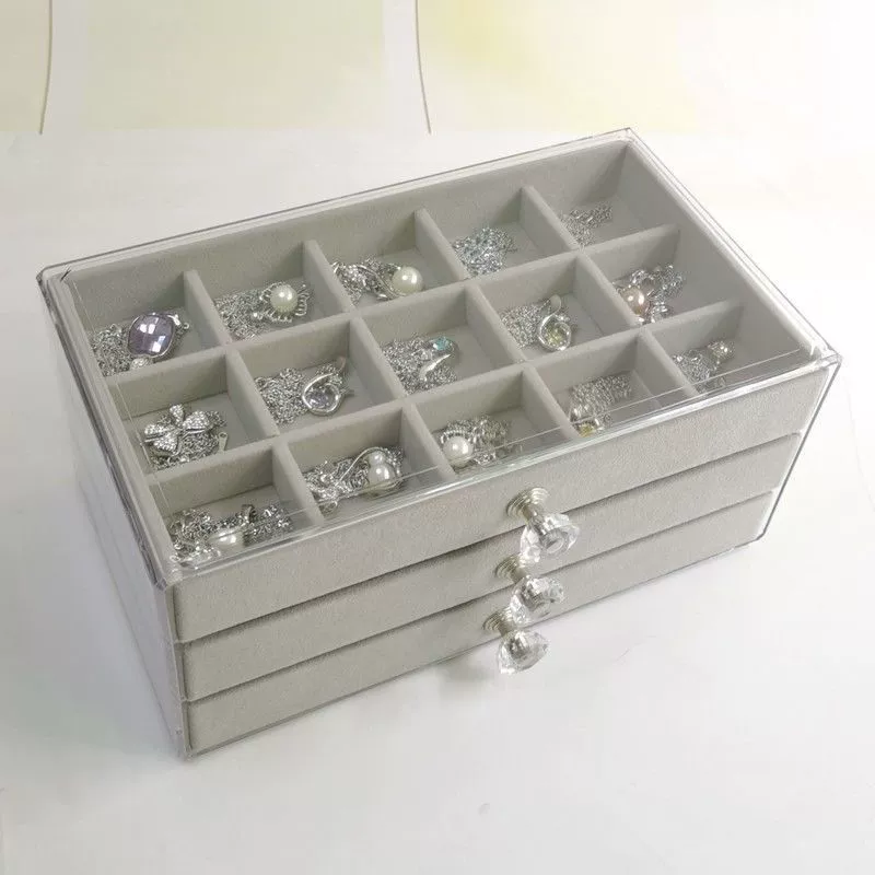 Прозрачные серьги, кольцо, ожерелье, система хранения, 45 ячеек