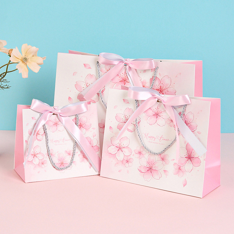 Pink cherry blossom gift bag, high-end gift bag, Mother's Day, Teacher's Day gift bag, birthday handbag, paper bag
