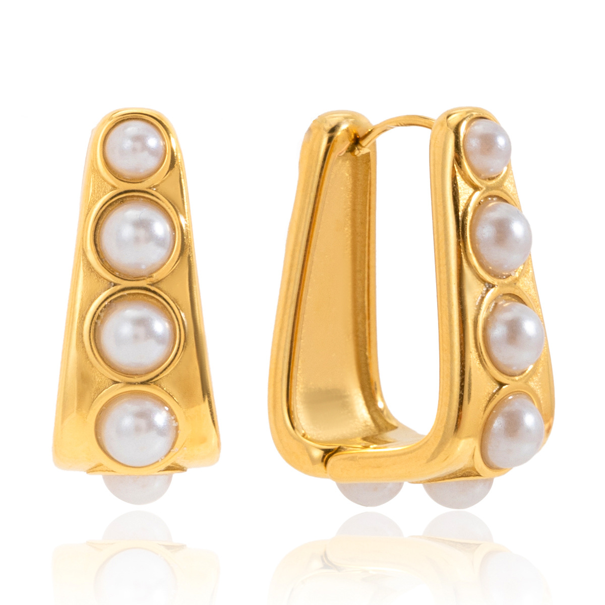 Wanxing acero inoxidable chapado perlas dulces perlas en forma de U 2025 nuevo estilo de moda moda alta sensación orejas para mujeres
