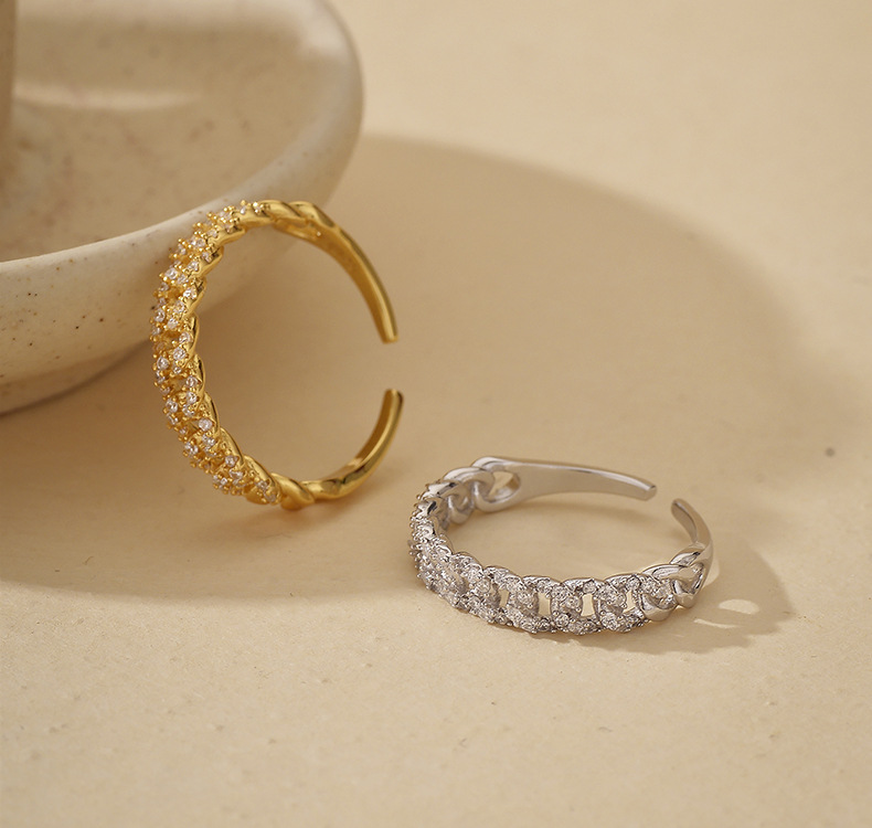 2g Weight Zircon Inlay Material Open Rings Classification 1 Piece Quantity Date, Tea Party Occasion 925 Sterling Silver Material Geometric Pattern All Seasons Season Unisex Gender Simple Style, Shiny Style Plating Craft 925 Sterling Silver Geometric Open Rings 925 Sterling Silver Rings 14